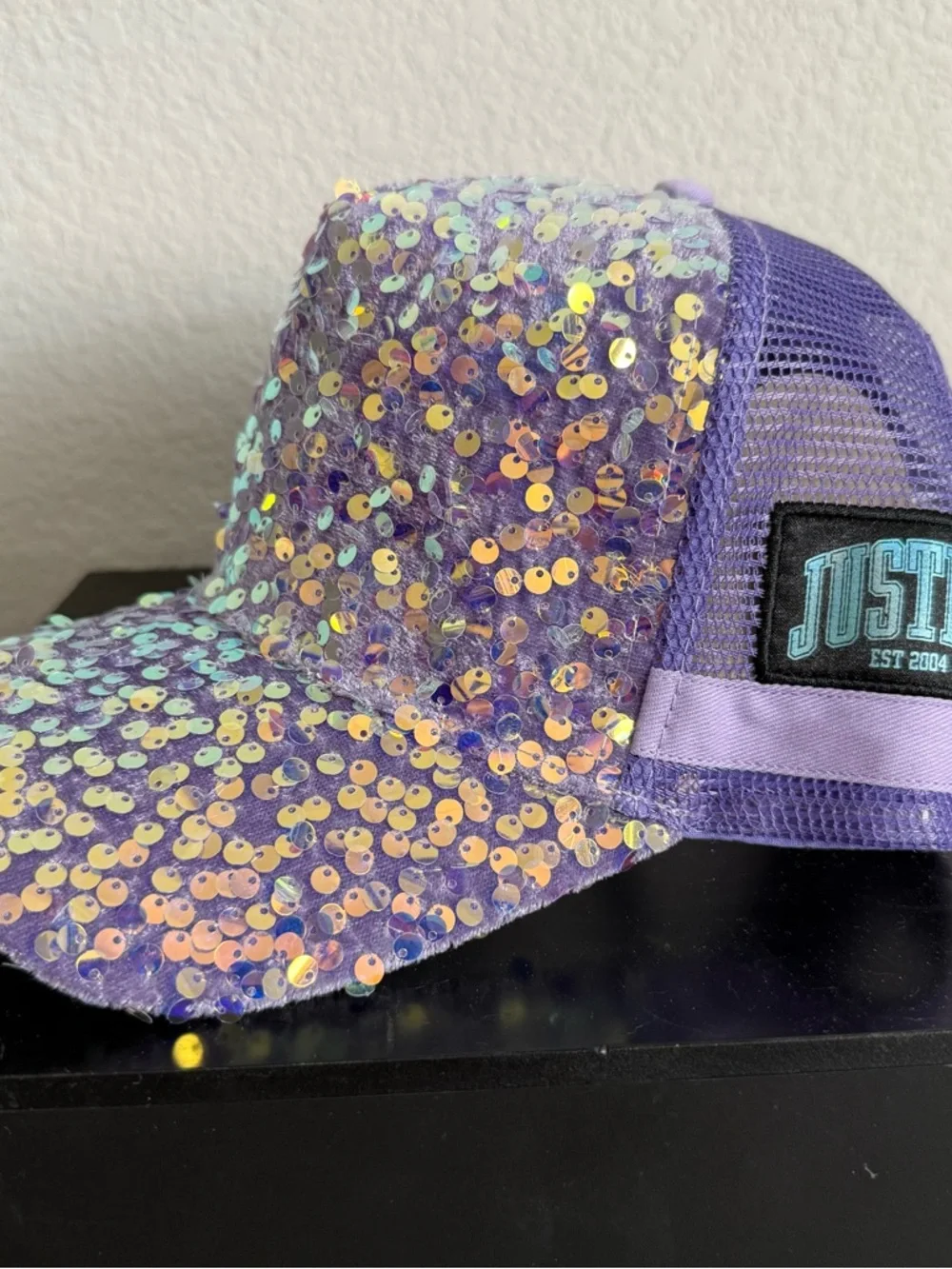 NWT Justice Purple Sequin Kids Cap - Sparkle Trucker Hat